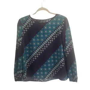 Talbots Casual Blue Blouse Medium Petite